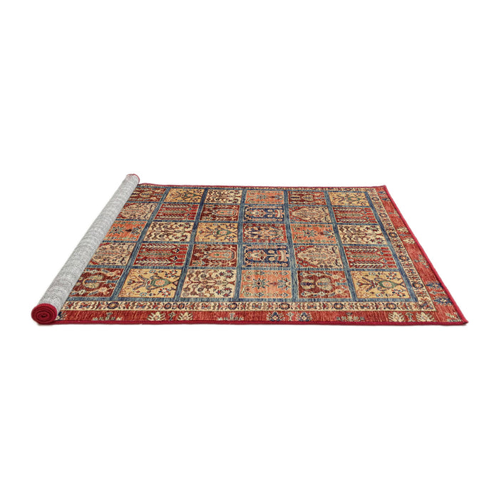 Sideview of Machine Washable Abstract Fire Brick Red Rug, wshabs3736