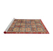 Sideview of Machine Washable Abstract Fire Brick Red Rug, wshabs3736