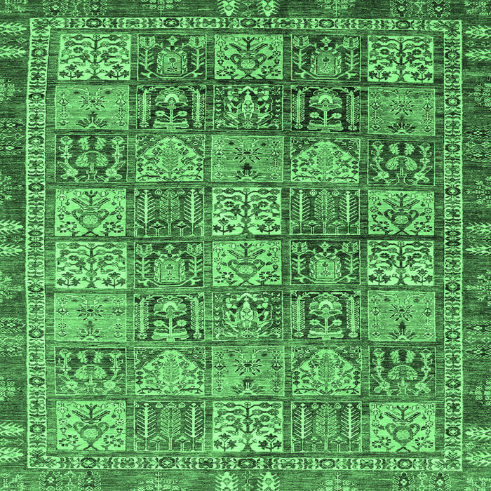 Square Machine Washable Abstract Emerald Green Modern Area Rugs, wshabs3736emgrn