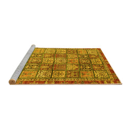 Sideview of Machine Washable Abstract Yellow Modern Rug, wshabs3736yw