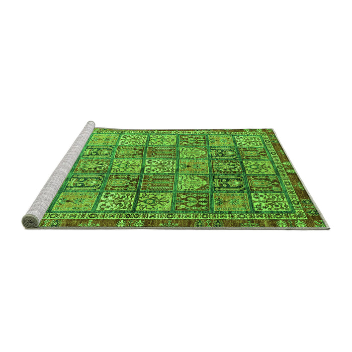 Sideview of Machine Washable Abstract Green Modern Area Rugs, wshabs3736grn