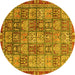 Round Abstract Yellow Modern Rug, abs3736yw