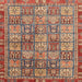 Square Abstract Fire Brick Red Modern Rug, abs3736