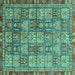 Square Abstract Turquoise Modern Rug, abs3736turq