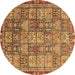 Round Abstract Brown Modern Rug, abs3736brn