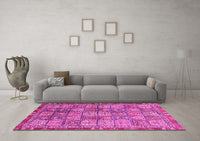 Machine Washable Abstract Pink Modern Rug, wshabs3736pnk