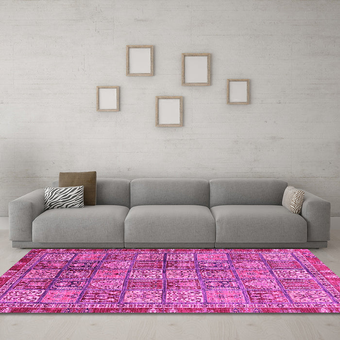 Machine Washable Abstract Pink Modern Rug in a Living Room, wshabs3736pnk