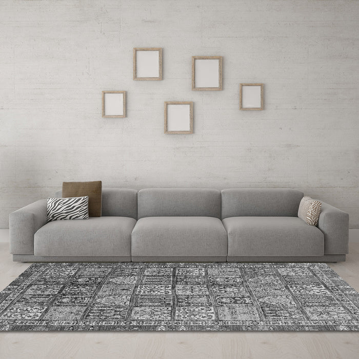 Machine Washable Abstract Gray Modern Rug in a Living Room,, wshabs3736gry