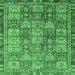 Square Abstract Emerald Green Modern Rug, abs3736emgrn