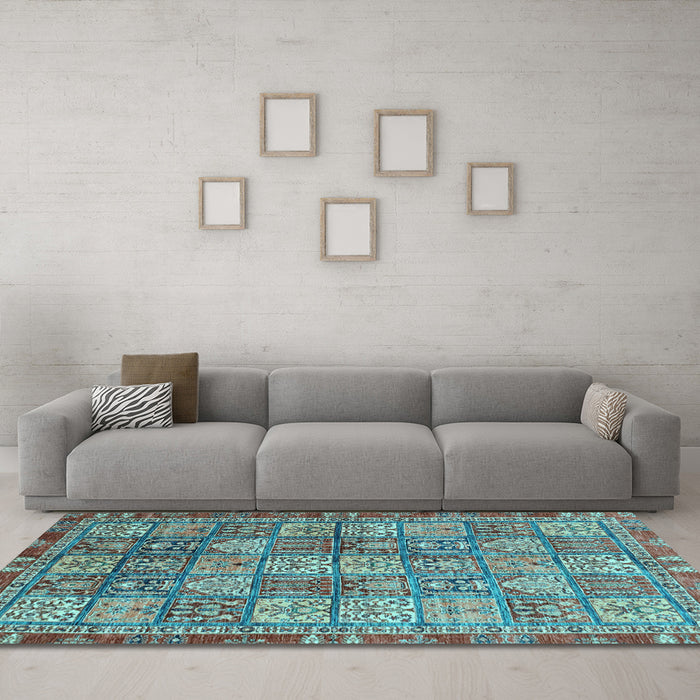 Machine Washable Abstract Light Blue Modern Rug in a Living Room, wshabs3736lblu