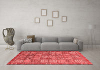 Machine Washable Abstract Red Modern Rug, wshabs3736red