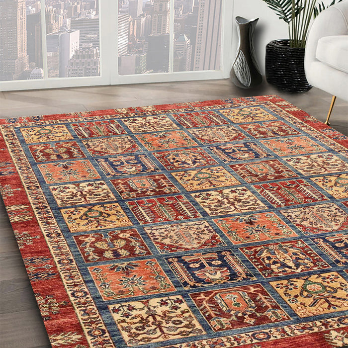 Abstract Fire Brick Red Modern Rug in Family Room, abs3736