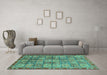 Machine Washable Abstract Turquoise Modern Area Rugs in a Living Room,, wshabs3736turq