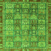 Square Machine Washable Abstract Green Modern Area Rugs, wshabs3736grn