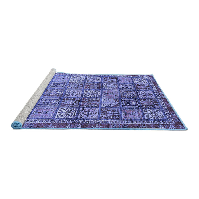 Sideview of Machine Washable Abstract Blue Modern Rug, wshabs3736blu