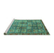 Sideview of Machine Washable Abstract Turquoise Modern Area Rugs, wshabs3736turq