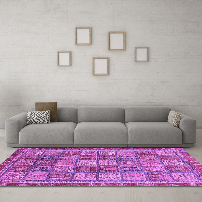 Machine Washable Abstract Purple Modern Area Rugs in a Living Room, wshabs3736pur