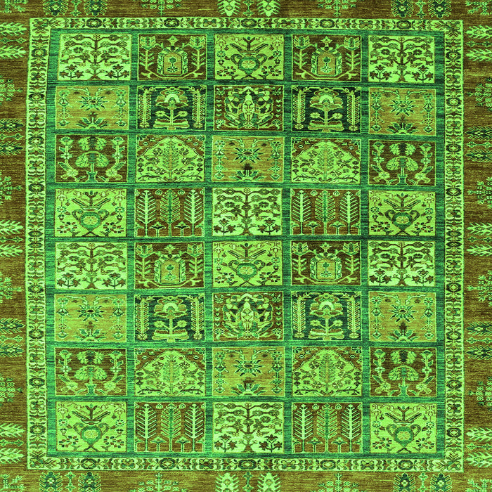 Square Abstract Green Modern Rug, abs3736grn