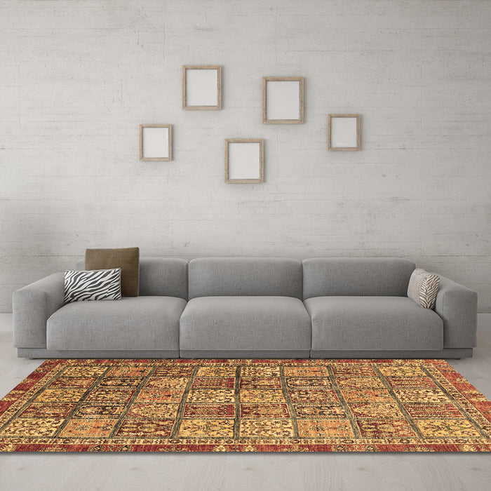 Machine Washable Abstract Brown Modern Rug in a Living Room,, wshabs3736brn