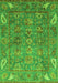 Machine Washable Oriental Green Traditional Area Rugs, wshabs3737grn