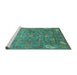 Sideview of Machine Washable Oriental Turquoise Traditional Area Rugs, wshabs3737turq