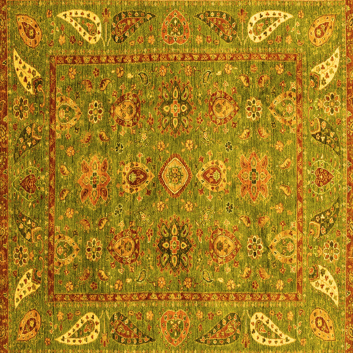 Square Oriental Yellow Traditional Rug, abs3737yw