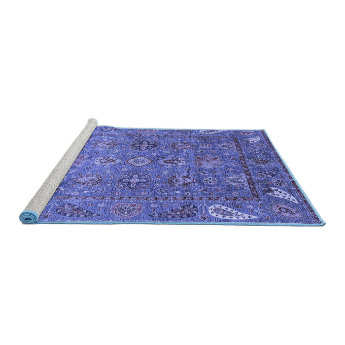 Sideview of Machine Washable Oriental Blue Traditional Rug, wshabs3737blu