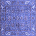 Square Machine Washable Oriental Blue Traditional Rug, wshabs3737blu