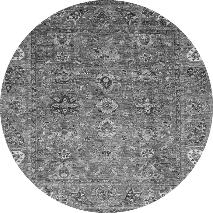 Round Oriental Gray Traditional Rug, abs3737gry