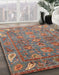 Abstract Camel Brown Oriental Rug in Family Room, abs3737