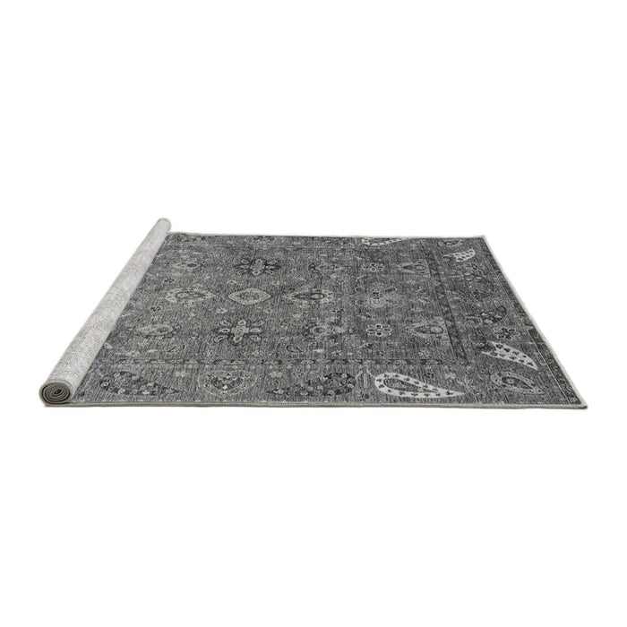 Sideview of Machine Washable Oriental Gray Traditional Rug, wshabs3737gry