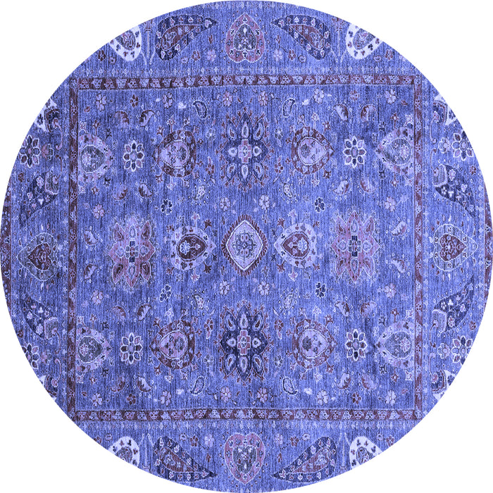 Round Oriental Blue Traditional Rug, abs3737blu