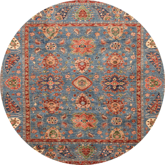 Round Abstract Camel Brown Oriental Rug, abs3737