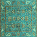 Square Oriental Turquoise Traditional Rug, abs3737turq