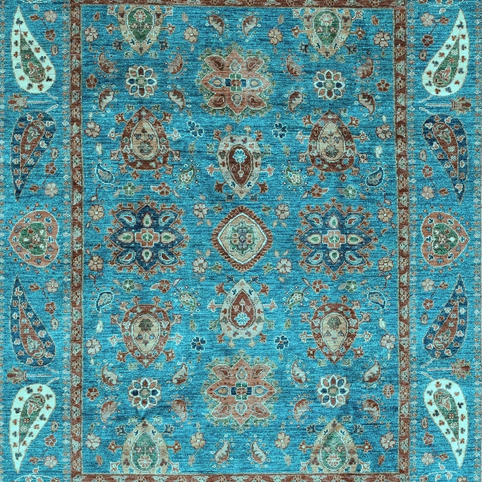 Machine Washable Oriental Light Blue Traditional Rug, wshabs3737lblu