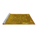 Sideview of Machine Washable Oriental Yellow Traditional Rug, wshabs3737yw