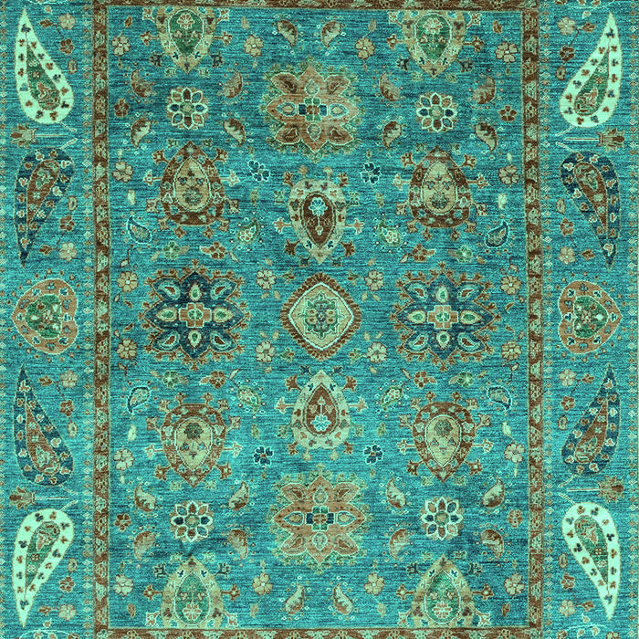 Machine Washable Oriental Turquoise Traditional Area Rugs, wshabs3737turq