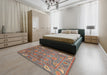 Machine Washable Abstract Camel Brown Rug in a Bedroom, wshabs3737