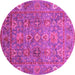 Round Oriental Pink Traditional Rug, abs3737pnk