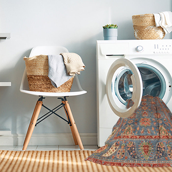 Machine Washable Abstract Camel Brown Rug in a Washing Machine, wshabs3737