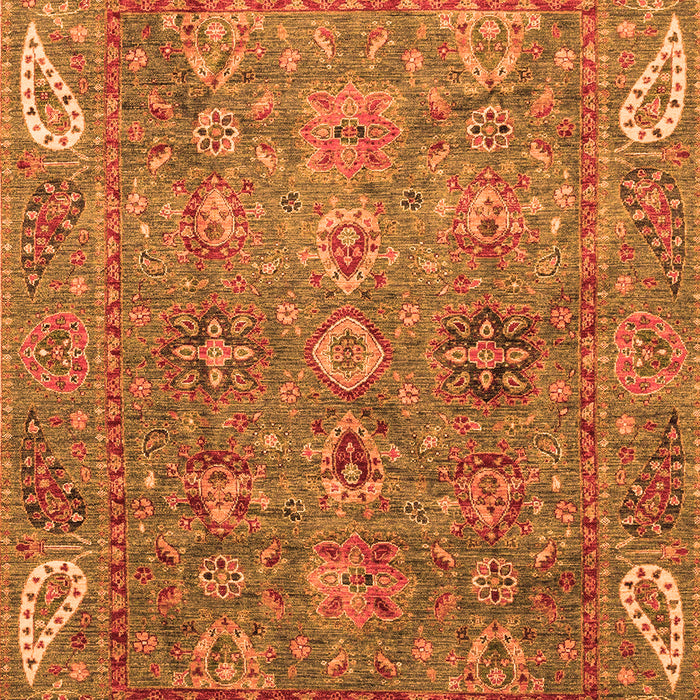Machine Washable Oriental Orange Traditional Area Rugs, wshabs3737org