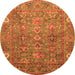 Round Oriental Orange Traditional Rug, abs3737org