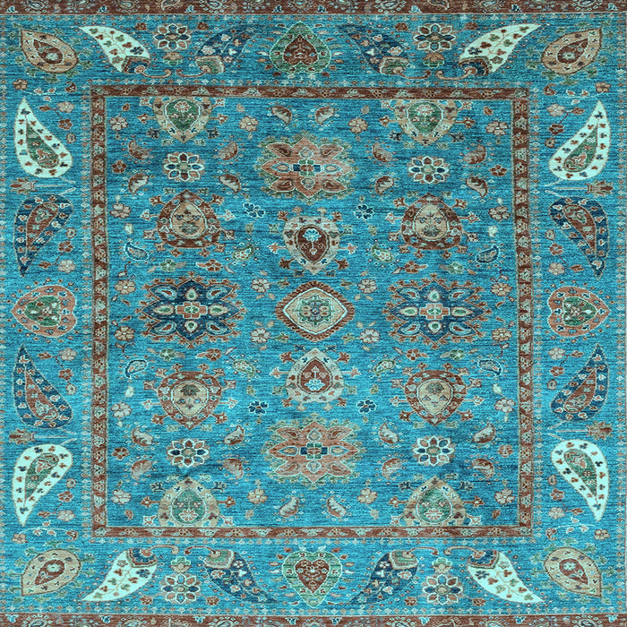 Square Oriental Light Blue Traditional Rug, abs3737lblu