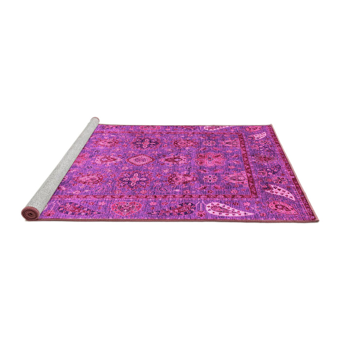 Sideview of Machine Washable Oriental Pink Traditional Rug, wshabs3737pnk