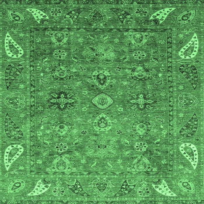 Square Oriental Emerald Green Traditional Rug, abs3737emgrn