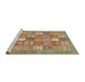 Sideview of Machine Washable Abstract Brass Green Rug, wshabs3738