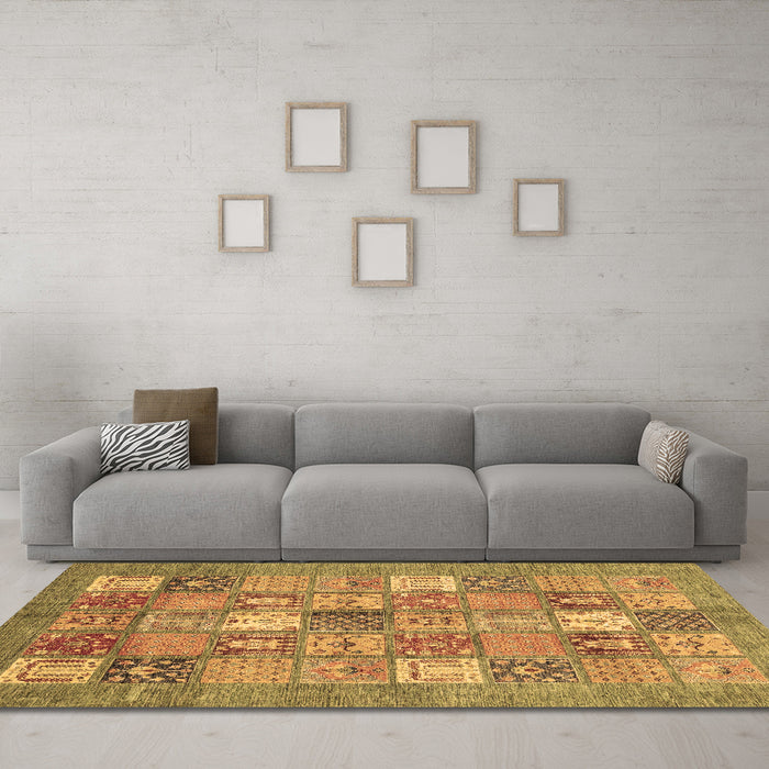 Machine Washable Abstract Brown Modern Rug in a Living Room,, wshabs3738brn
