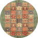 Round Abstract Copper Green Modern Rug, abs3738