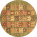 Round Machine Washable Abstract Brown Modern Rug, wshabs3738brn