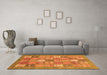 Machine Washable Abstract Orange Modern Area Rugs in a Living Room, wshabs3738org